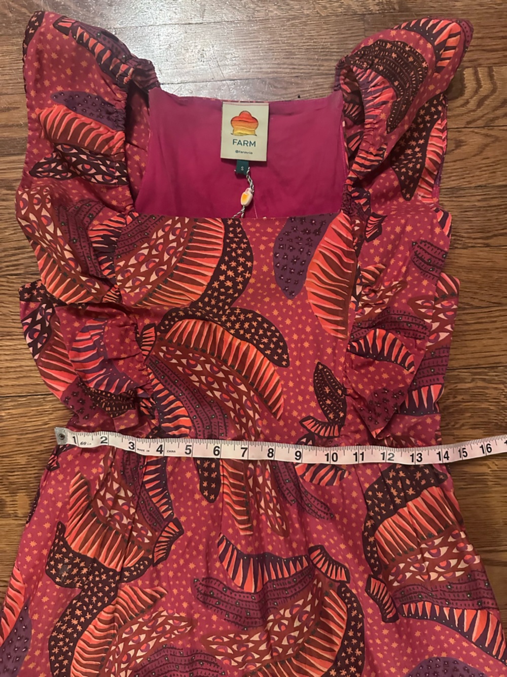 FARM Rio Wild Bananas Ruffled Midi Dress NWT - Picture 7 of 11